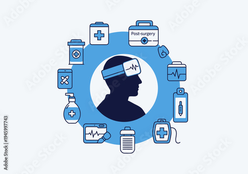 Innovative Healthcare Technology Concept Representing Virtual Reality and Post-Surgery Care