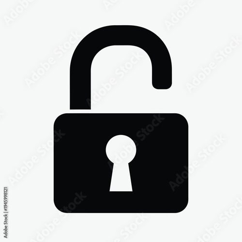 Black padlock icon with open shackle