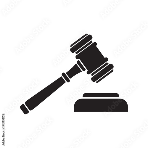 Hammer judge icon on white back ground