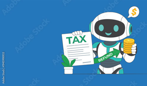 AI Robot Helping With Tax Refund And Financial Accounting