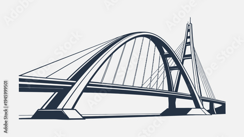 Modern Cable-Stayed Bridge Architecture vector illustration