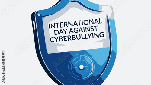 International Day Against Cyberbullying Shield Icon vector illustration