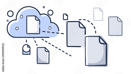 Cloud Computing And Document Management Concept vector illustration