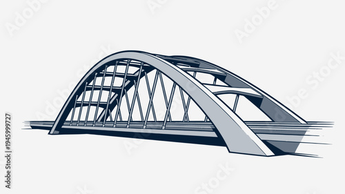 Modern Arch Bridge Design vector illustration