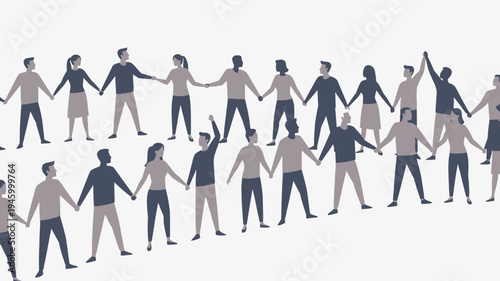 Diverse Group Of People Holding Hands In Unity vector illustration