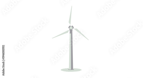 Modern Wind Turbine Generating Clean Energy on White Background