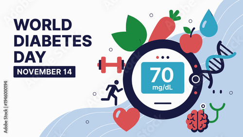 World Diabetes Day November 14th vector illustration
