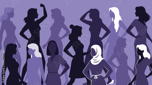 Diverse Women Silhouette Collection vector illustration