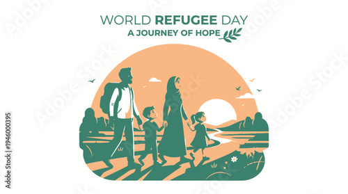 World Refugee Day A Journey of Hope vector illustration