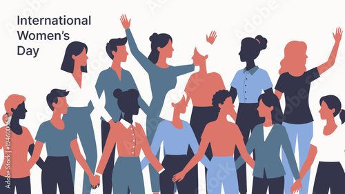 Diverse Women Celebrating International Women's Day vector illustration