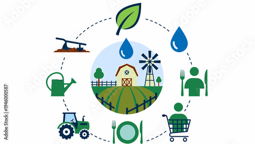 Sustainable Agriculture and Food Production Cycle vector illustration