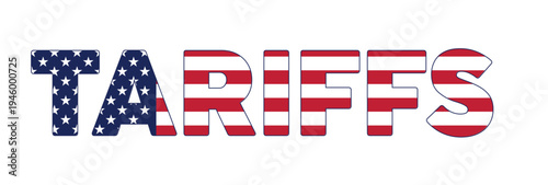 Tariffs and USA Economy concept - Flag of the United States of America background. Tariff USA trade war with the others countries.