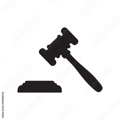 Hammer judge icon on white back ground