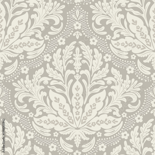 Damask modern seamless pattern element. Vintage classical old fashioned damask ornament, seamless texture for wallpapers, textile.