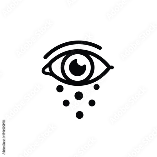 Crying eye with tears falling down