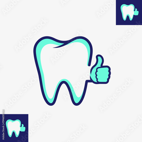 Innovative Tooth Icon With Thumb Up Represents Dental Health and Patient Satisfaction