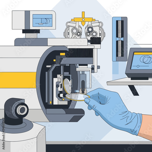 Innovative Ophthalmology Equipment in Operation: Detailed Illustration of Advanced Ophthalmic