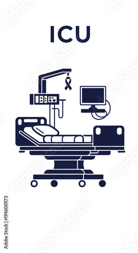 Intensive Care Unit Illustration: Graphic Depiction of Medical Equipment for Critical Patient Care