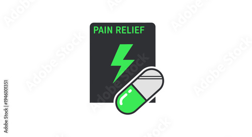 Innovative Pain Relieving Remedy Depicted With Symbolism and Capsule Iconography