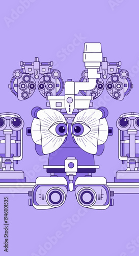 Intricate Depiction Of Ophthalmic Equipment: A Unique Perspective On Visual Assessment Devices