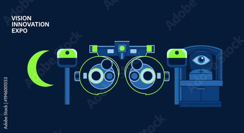 Innovative Vision Technology Depicted With Modern Eye Care Equipment Illustrations