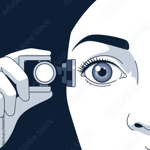 Intriguing Depiction Of An Eye Observing Through A Futuristic, Compact Optical Device