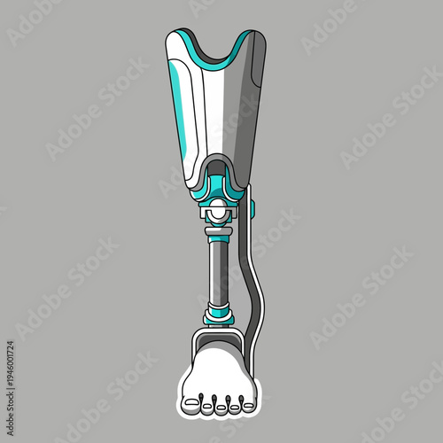 Innovative Prosthetic Leg Design Depicted in Detailed Illustration for Medical Healthcare