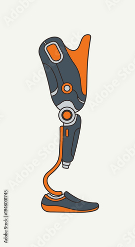 Innovative Prosthetic Leg Design: Futuristic Illustration of Mobility and Adaptive Technology