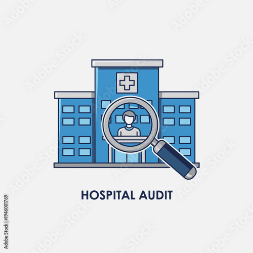Investigating Medical Establishment With Magnifying Glass Illustration For Healthcare Analysis