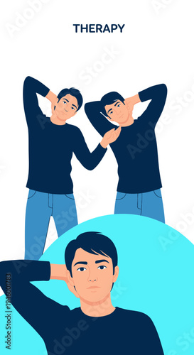 Innovative Visual Depiction Of Neck Exercise For Relaxation And Physical Well-being