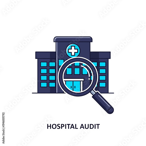 Investigating Medical Facility Operations With Magnifying Glass Illustration For Auditing Procedures