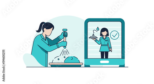 Innovative Service Concept Depicting Modern Hygiene And Remote Catering On Digital Platform