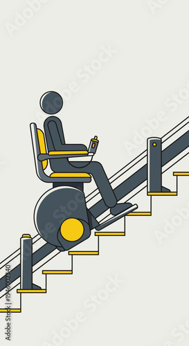 Innovative Stairlift Illustration Depicting Accessibility and Mobility Solution for Enhanced