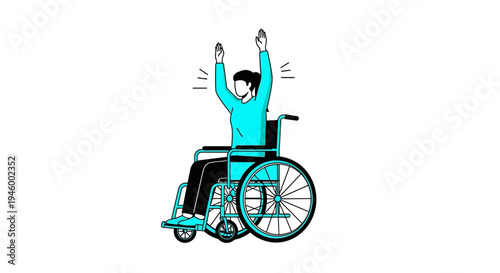 Joyful Person in Wheelchair with Arms Raised Celebrating Success And Achievement