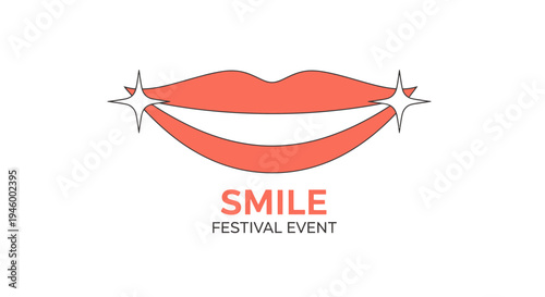 Joyful Smile Illustration For Festival Event, Gleaming Lips and Cheerful Celebration Imagery