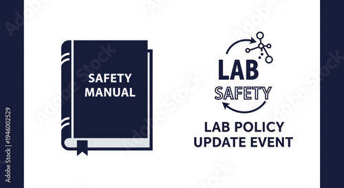 Lab Safety Procedures And Policy Update Event With Manual Illustration In Blue Design