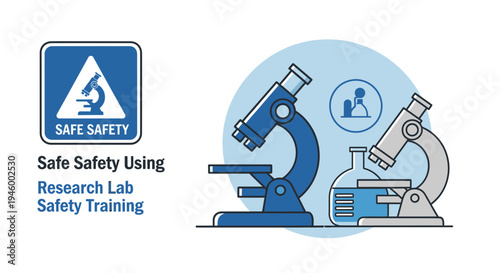 Lab Safety Procedures Demonstrated With Microscopy Instruments And Relevant Signage