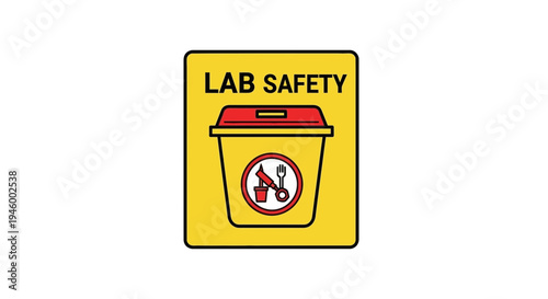 Lab Safety Procedures Sign Demonstrating Safe Disposal Of Hazardous Materials In Scientific