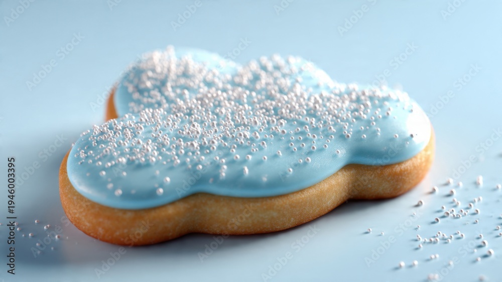 Fototapeta premium Cloud Cookie with Blue Icing and Sprinkles