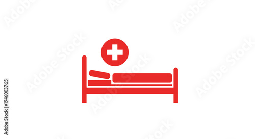 Medical Bed Symbol: Healthcare Icon Depicting Hospital Bed and Cross Symbolism