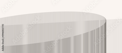 Abstract vertical lines forming a curved architectural bridge. Minimalist vector illustration of digital data flow, frequency, or wave pattern. Technical graphic for 2026 design trends.