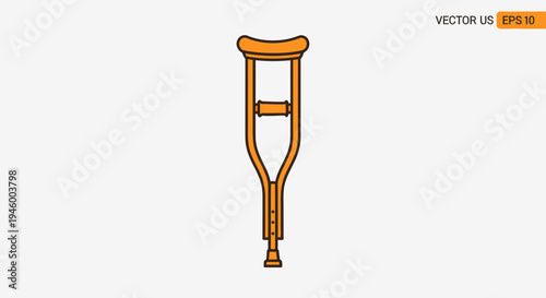 Medical Crutch Illustration: A Vector Graphic Depicting Support and Mobility Aid