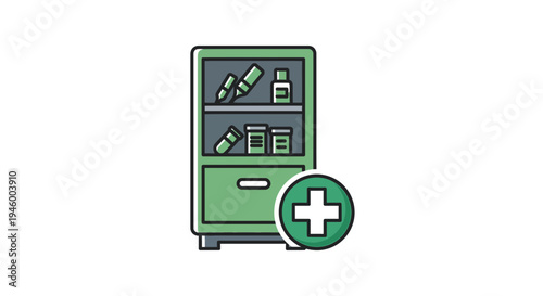 Medical Cabinet With Medicines Symbolizing Healthcare Services and Availability