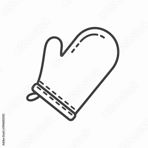 Simple line drawing of a black oven mitt
