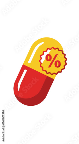 Medical Capsule Adorned With Percentage Sign Illustrating Healthcare Savings and Discounted