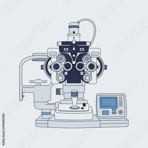 Medical Diagnostic Apparatus: A Detailed Illustration of Ophthalmic Examination Equipment