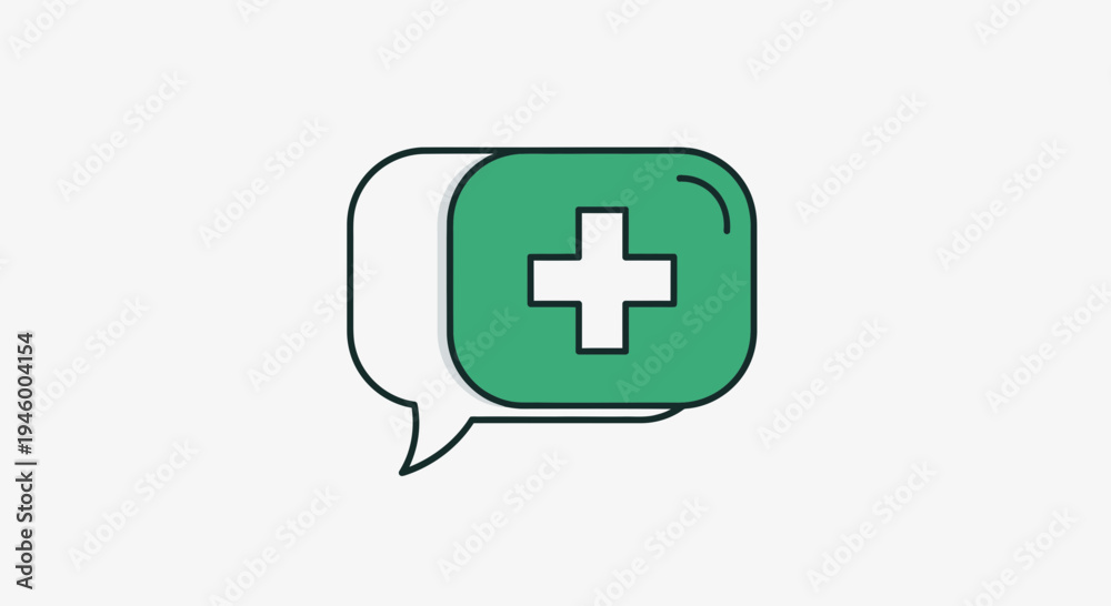 Fototapeta premium Medical Dialogue Icon Illustrating Communication And Support For Health And Wellness