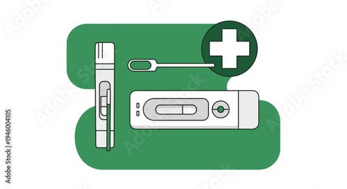 Medical Diagnostic Testing and Healthcare Illustration With Digital Rapid Test Kit