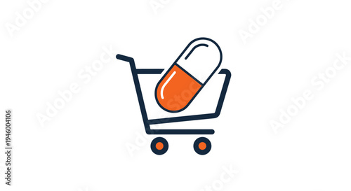 Medical Cart Illustration Featuring a Pill Suggesting Pharmacy And Prescription Orders