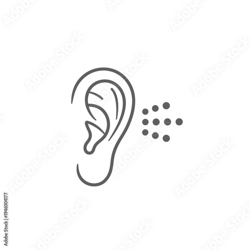 Vector illustration of a human ear with sound waves